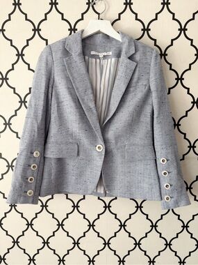 Veronica Beard Steele Dickey Jacket Blue Herringbone